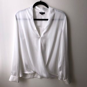 TOPSHOP WHITE FAUX WRAP BLOUSE